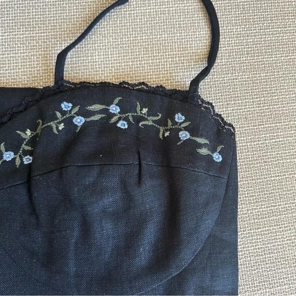 NEW Reformation Kieryn Linen Midi Dress - Black - Picture 7 of 10